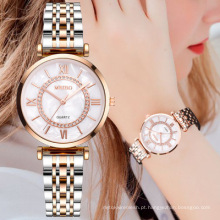 2020 moda feminina relógios GS460 luxo diamante relógios de pulso femininos aço inoxidável prata malha pulseira feminina relógio de quartzo